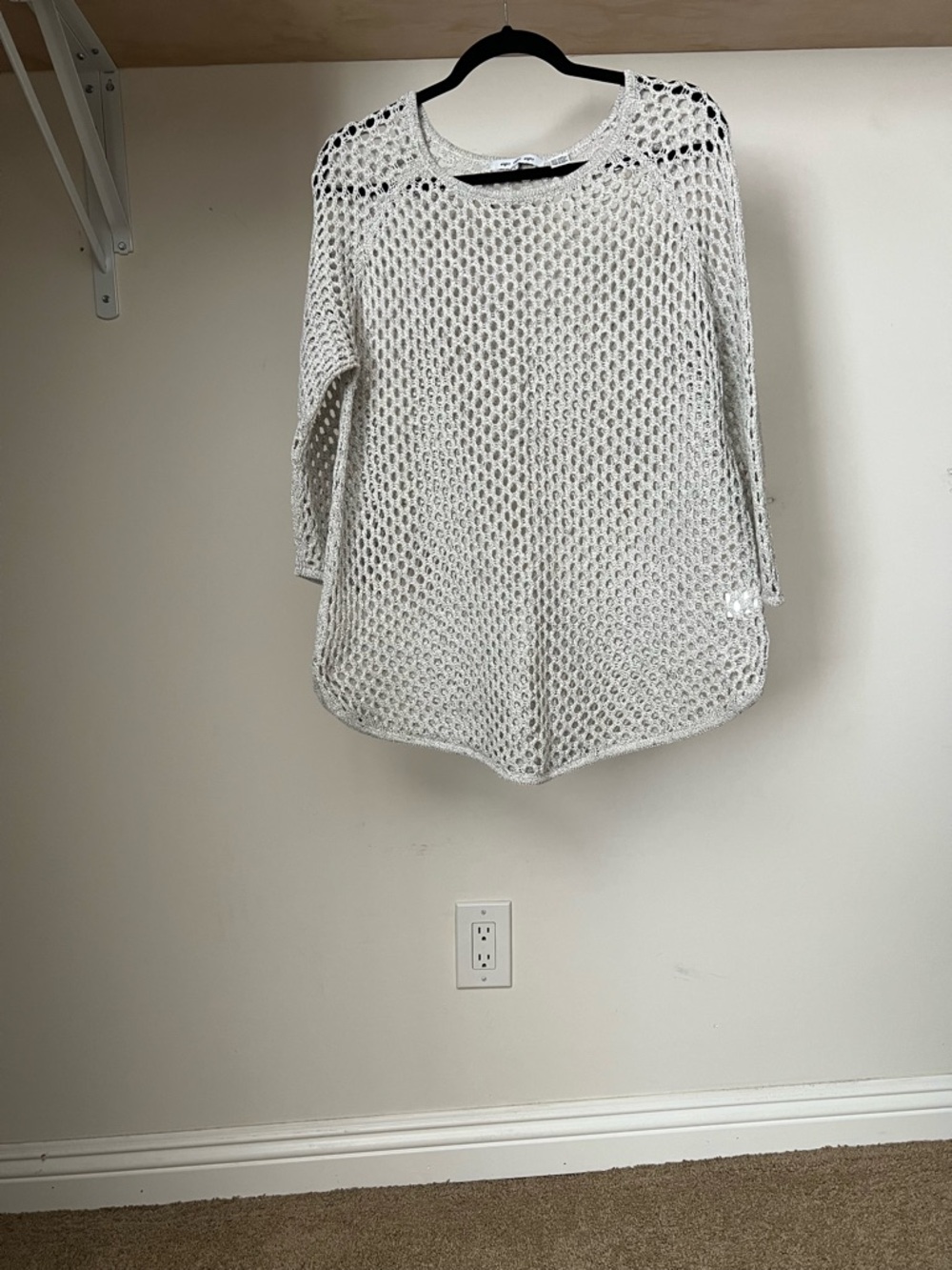 eight eight eight women Open-Knit crochet Sweater Tunic - gray silver